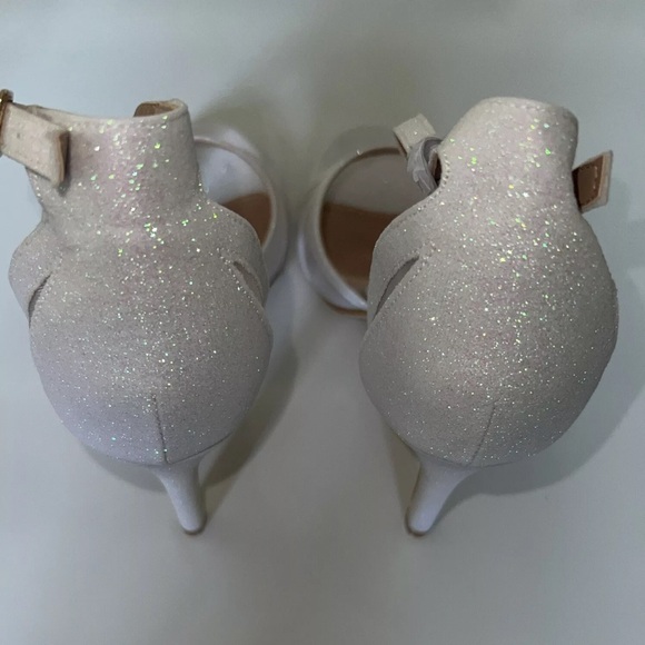 Allegra K Women's Sz 10 White Glitter Ankle Strap Stiletto Heeled Sandals New - Picture 4 of 7